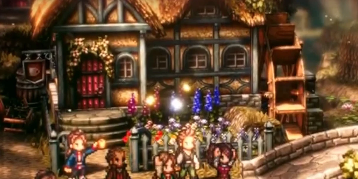 Ngôi làng HD-2D rực rỡ ánh đèn trong Octopath Traveler II