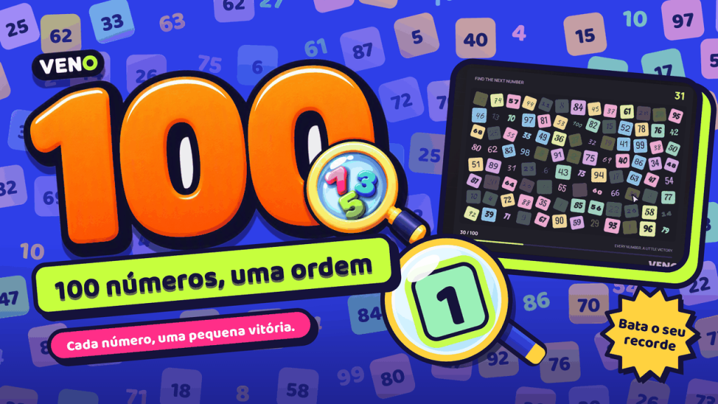 Tabuleiro do VENO 1-100 na metade da partida