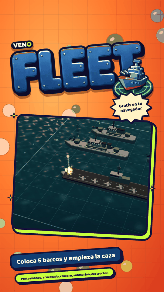 Vista móvil de VENO Fleet con la flota sobre el agua