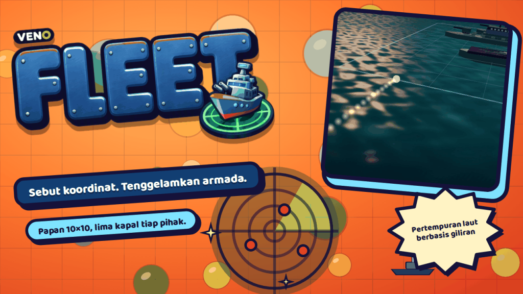 Torpedo VENO Fleet melaju di laut pada tampilan komputer