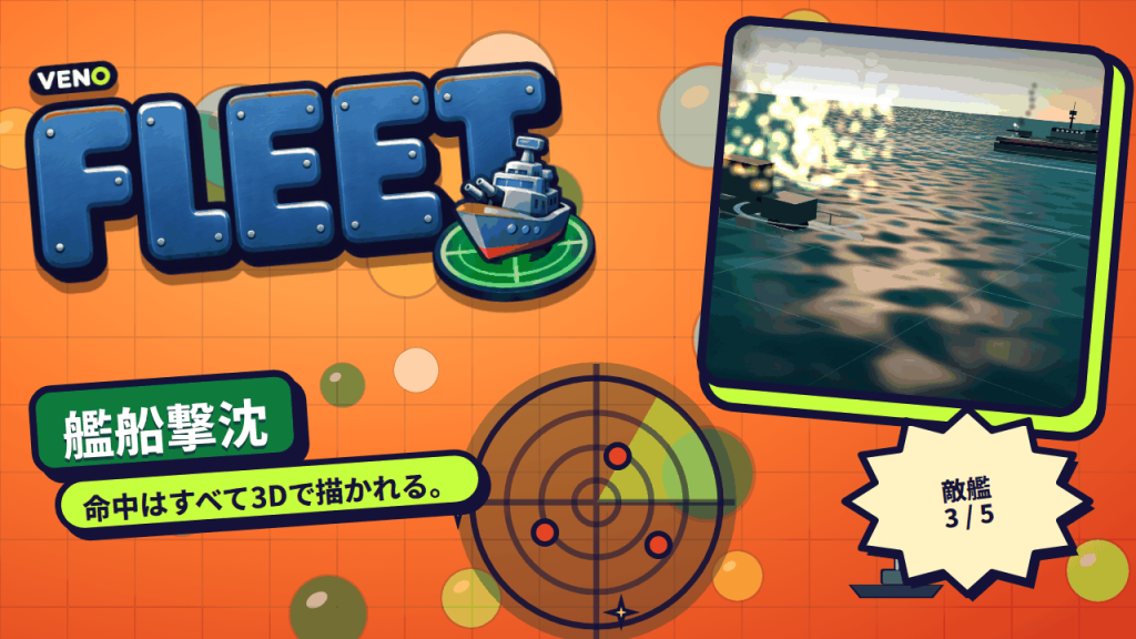直撃を受けて爆発する VENO Fleet の艦