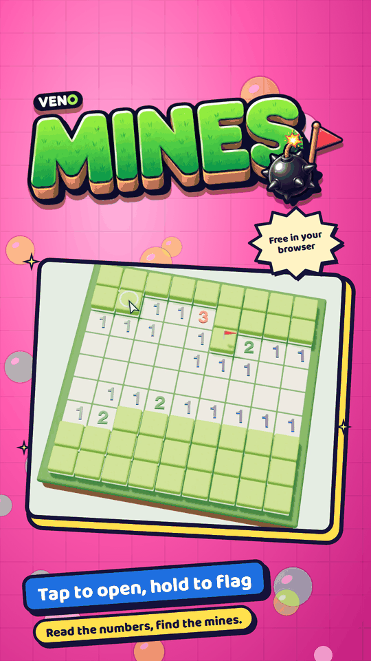 VENO Mines on mobile with the first safe area opened