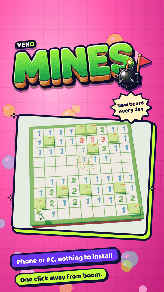VENO Mines on mobile with every safe tile opened