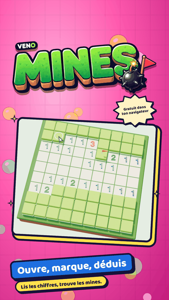 VENO Mines sur mobile avec la première zone sûre ouverte