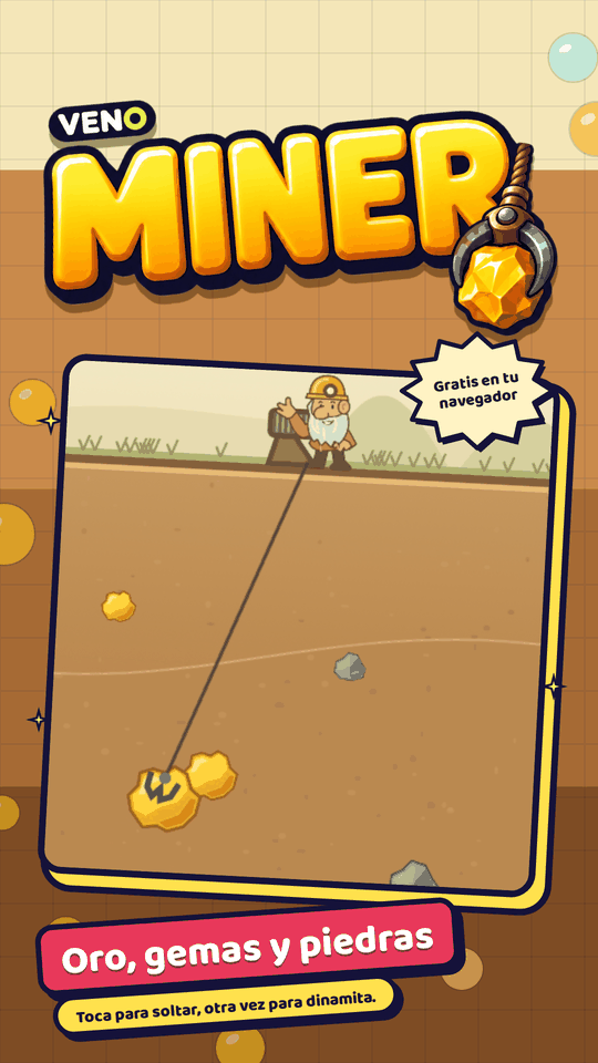 VENO Miner en el móvil subiendo una pepita
