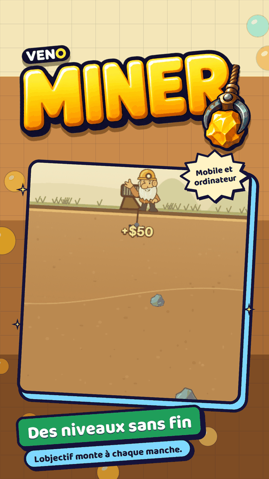 VENO Miner sur mobile avec une petite pépite