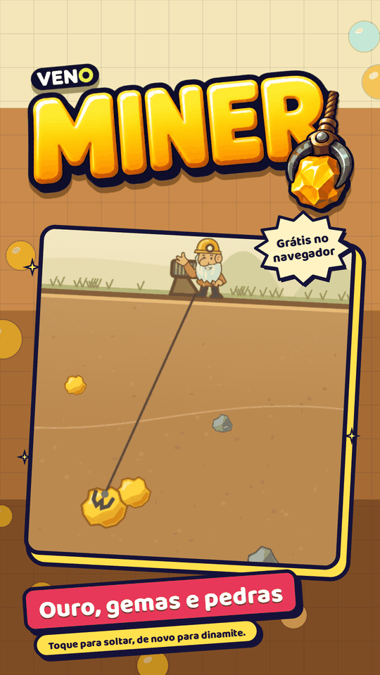 VENO Miner no celular puxando uma pepita
