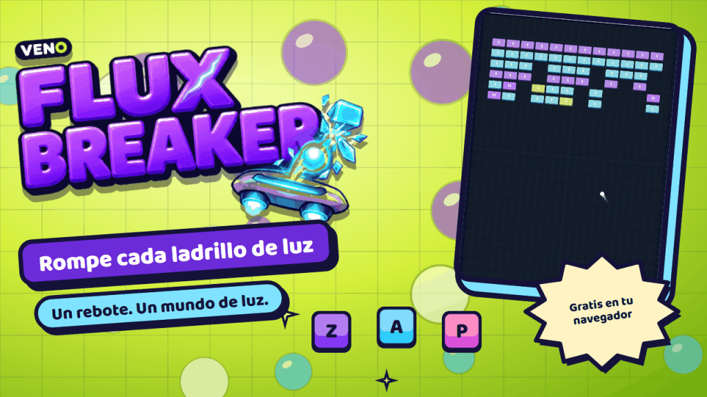Fase de Copper Circuit con filas de ladrillos morados y cian brillantes