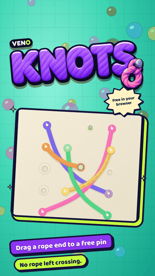 VENO Knots on mobile with four colored ropes
