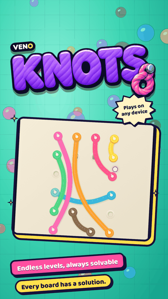 VENO Knots on mobile with a busy six-rope level