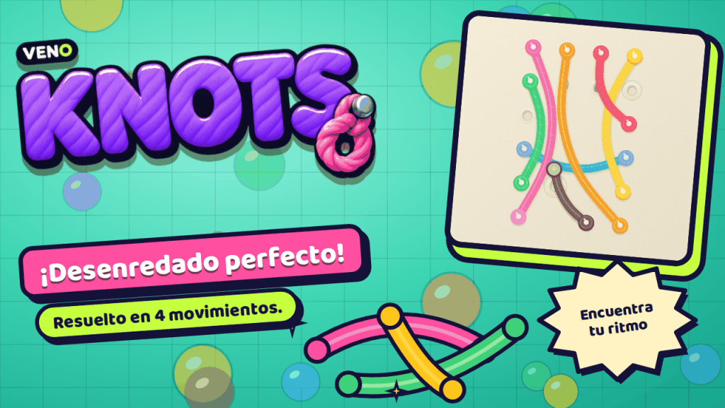 Tablero de VENO Knots con seis cuerdas enredadas