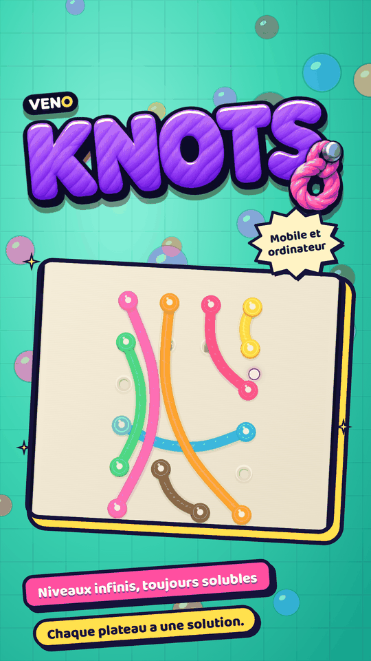 VENO Knots sur mobile avec un niveau à six cordes