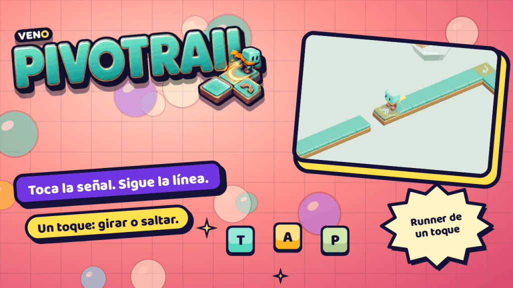 El corredor Pathling sobre una casilla JUMP antes de un hueco en la pista de porcelana en zigzag