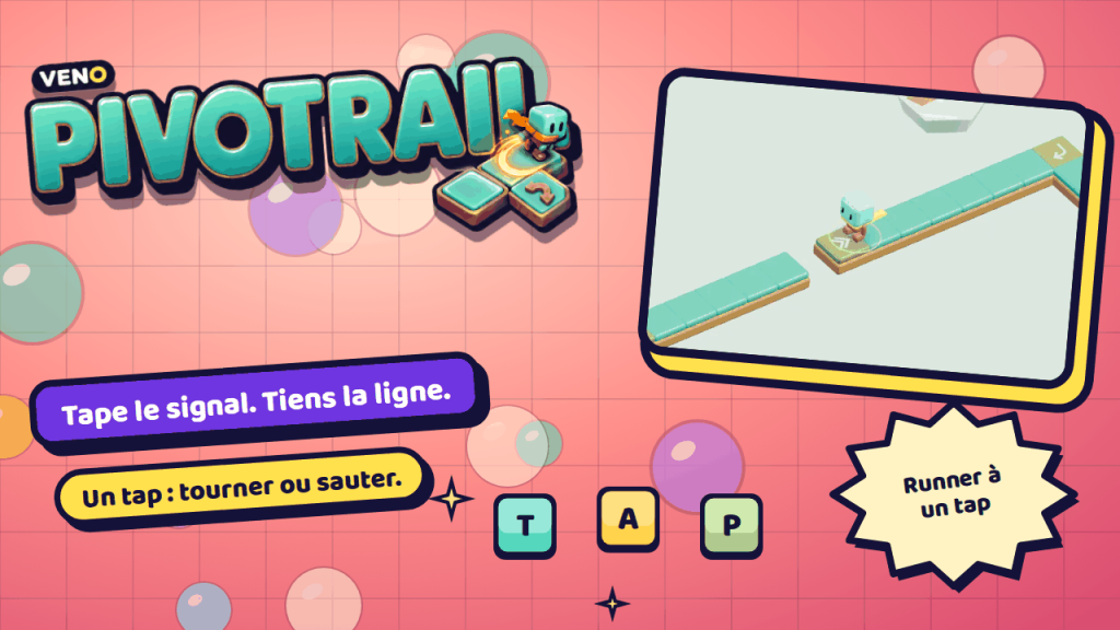 Le coureur Pathling sur une case JUMP avant un trou, sur la piste en porcelaine en zigzag