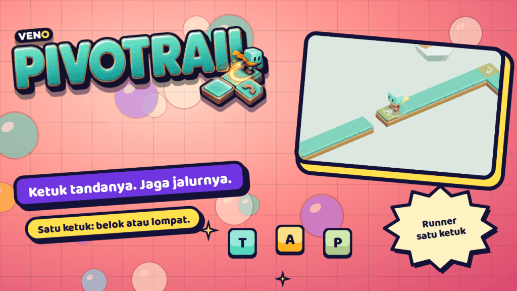 Pelari Pathling di ubin JUMP sebelum celah pada lintasan porselen zig-zag