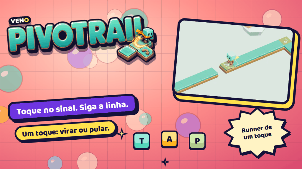 O corredor Pathling em um bloco JUMP antes de um buraco na pista de porcelana em zigue-zague