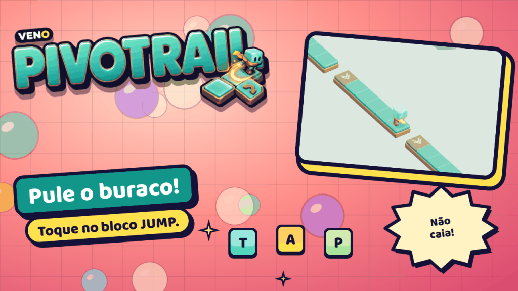 O corredor chega à beira de um buraco com uma fileira de blocos JUMP à frente