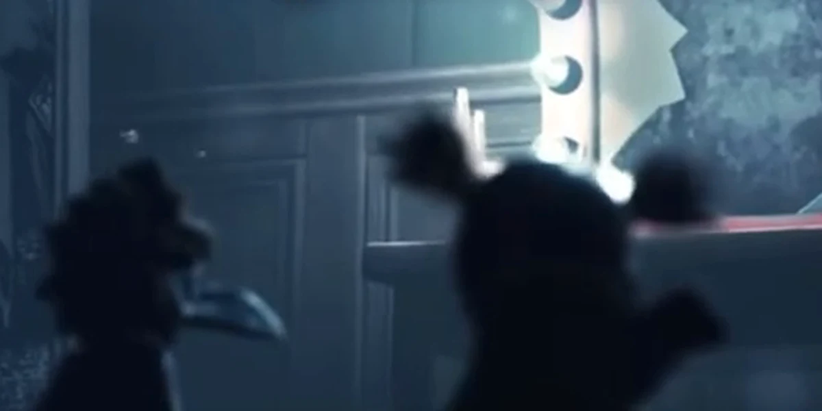 Hai nhân vật nhỏ bé đứng trước tấm gương lớn trong Little Nightmares III