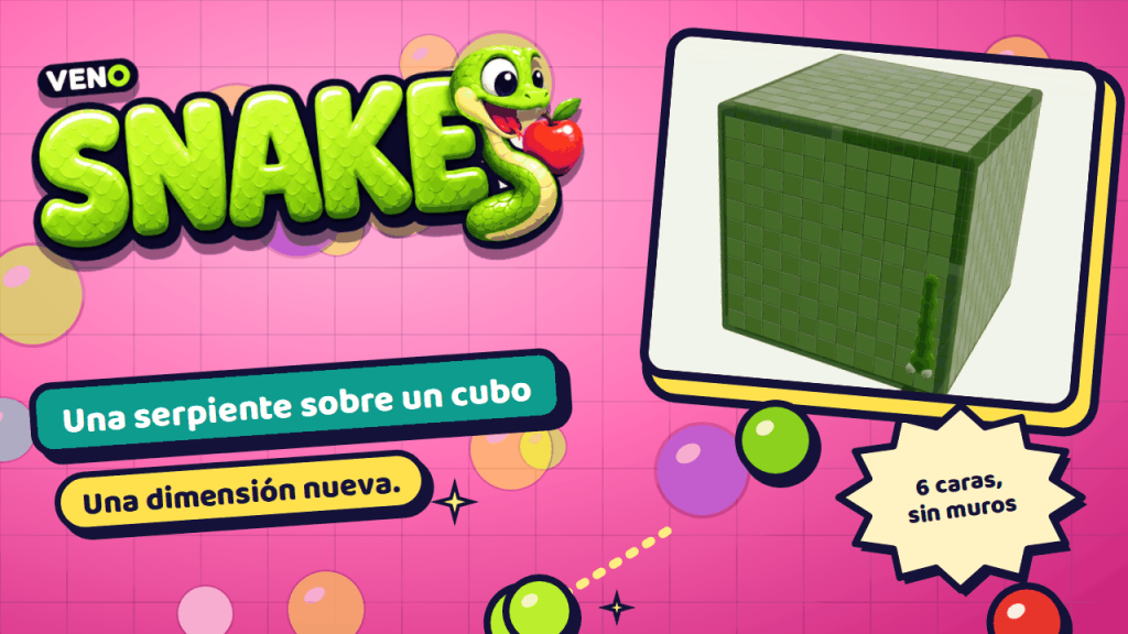 VENO Snake avanzando por una cara de un cubo 3D