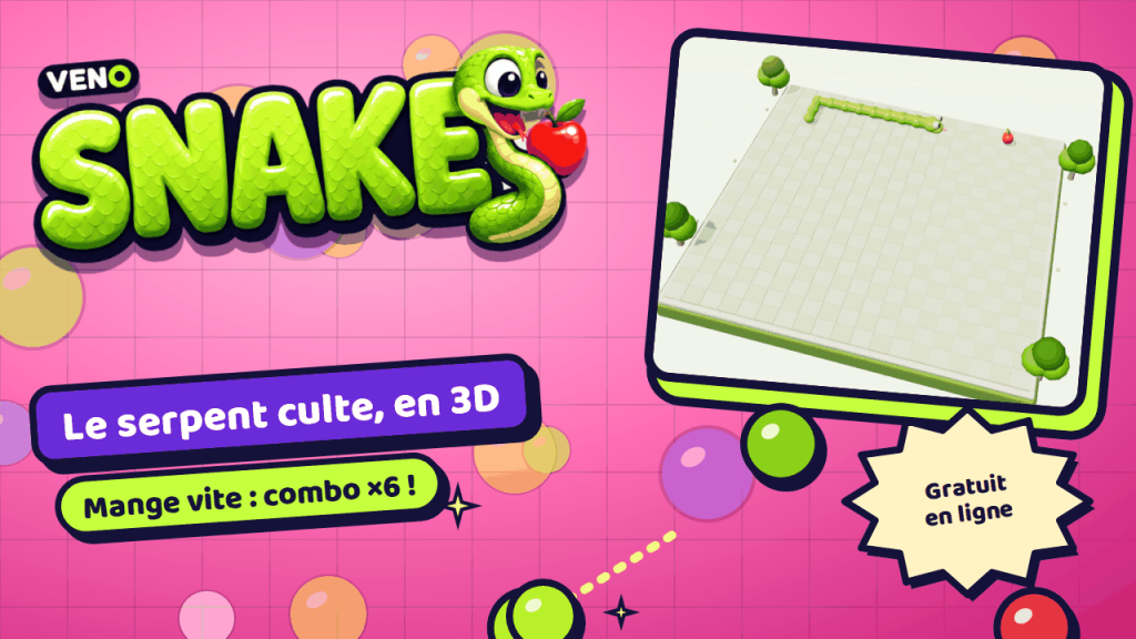 Plateau classique de VENO Snake en 3D avec un long serpent et une pomme