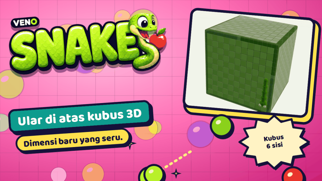 VENO Snake merayap di salah satu sisi kubus 3D