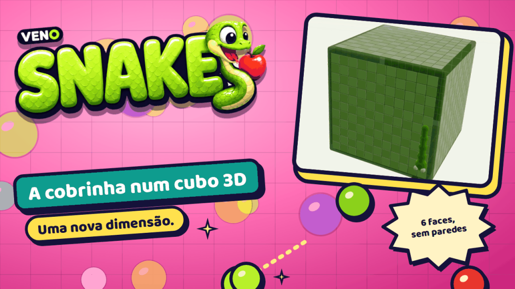 VENO Snake andando por uma face de um cubo 3D