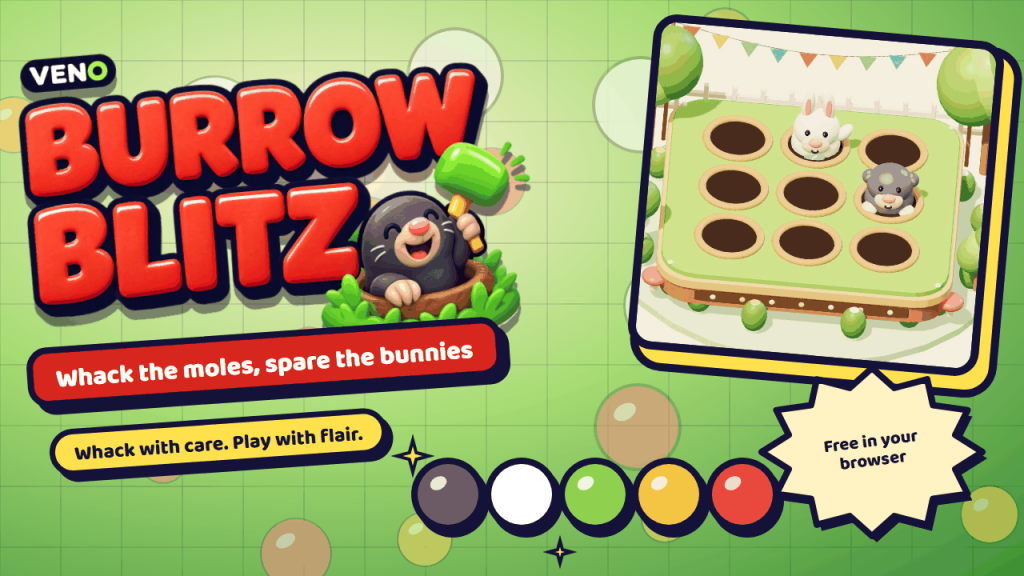 A bunny and a mole pop out of the holes on the Clover Fair board
