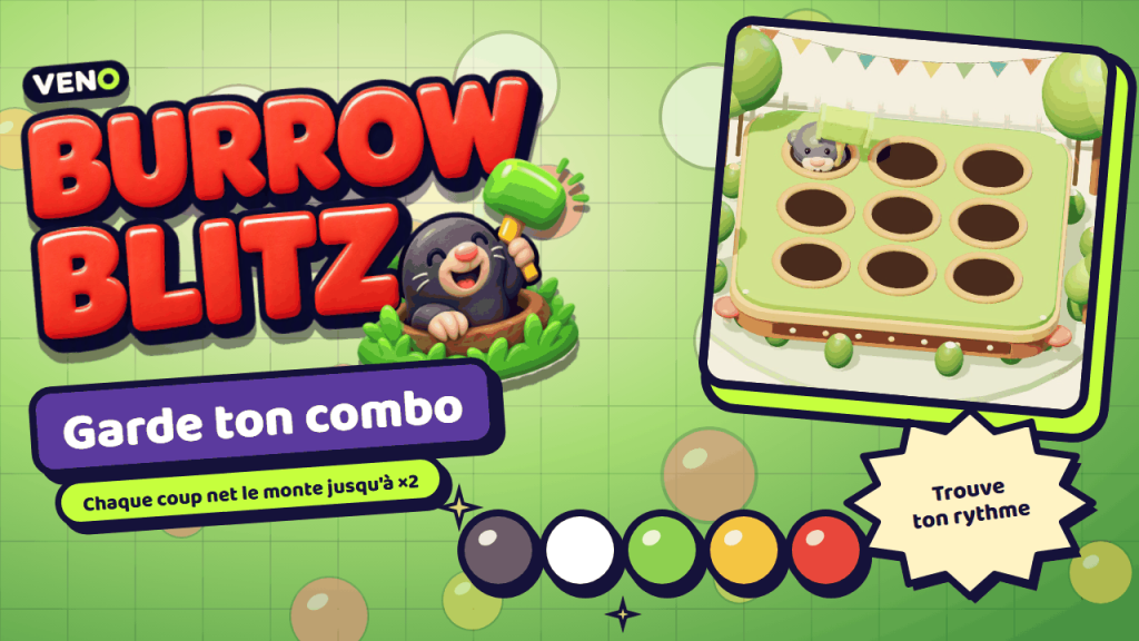 Le maillet tape une taupe dans le coin, combo à ×2