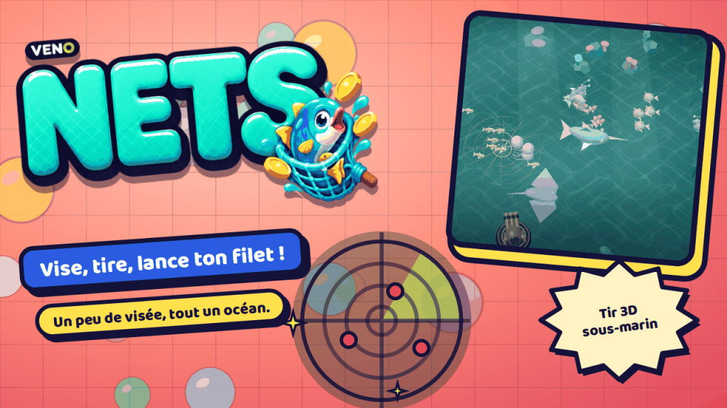 Le canon lance un filet sur un banc de poissons près d'un espadon et d'une raie manta