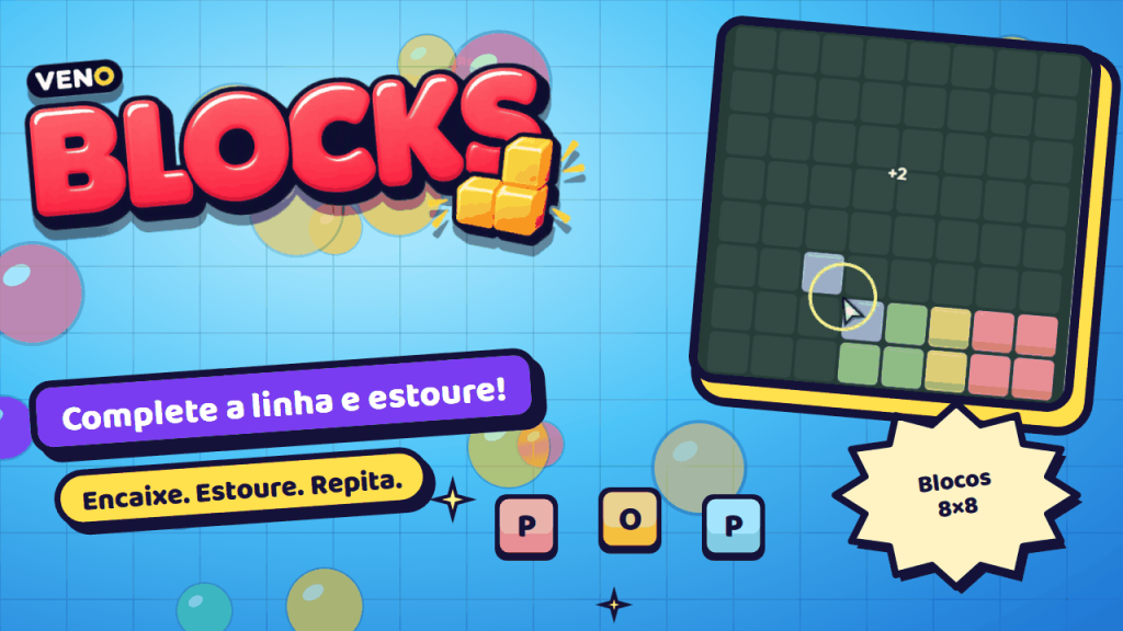 Um bloco lilás encaixando no tabuleiro 8×8