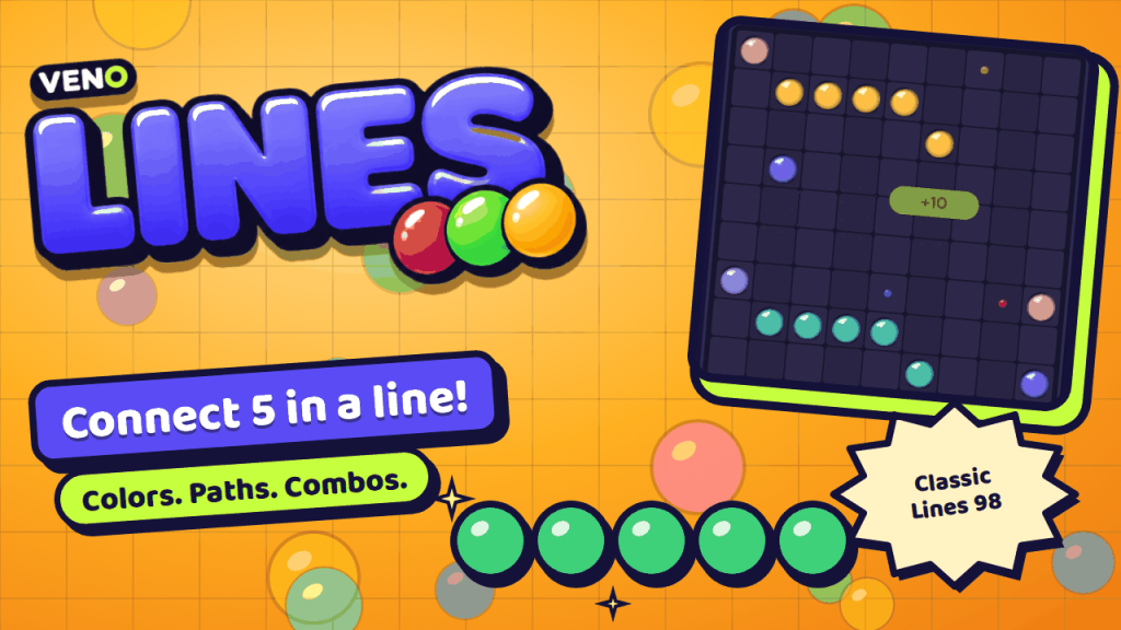 VENO Line Classic board on desktop with colored balls