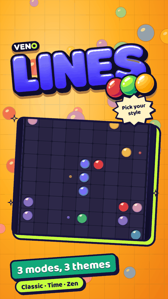 VENO Line Classic board on mobile with a ball selected