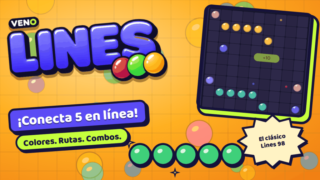 Tablero de VENO Line Classic en ordenador con bolas de colores