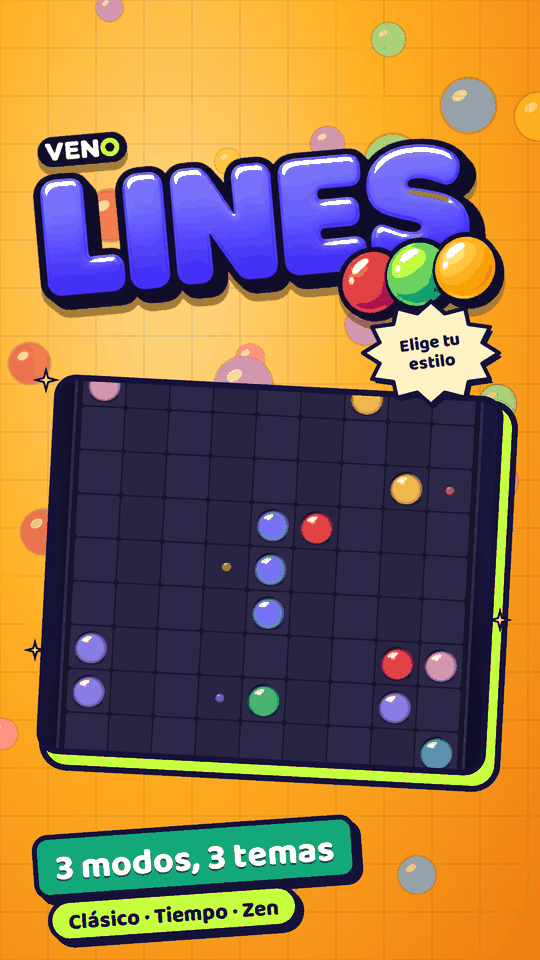 Tablero de VENO Line Classic en el móvil con una bola seleccionada