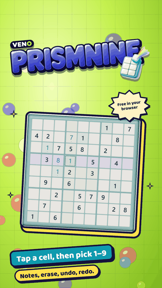 VENO PrismNine on mobile at the start of a puzzle
