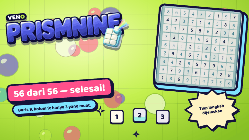 Papan 9×9 VENO PrismNine yang sudah selesai di komputer