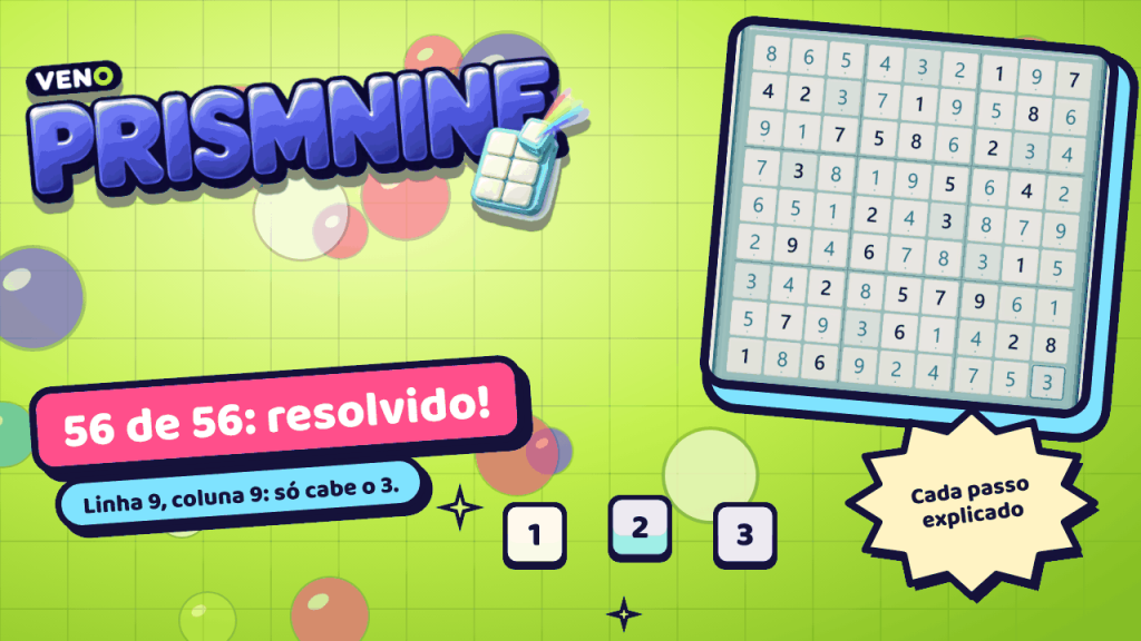 Tabuleiro 9×9 do VENO PrismNine totalmente resolvido no computador