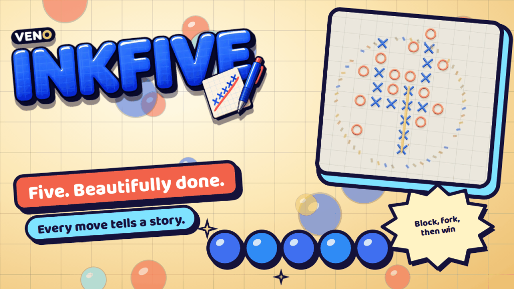 Five blue X in a vertical line with doodle confetti around the win