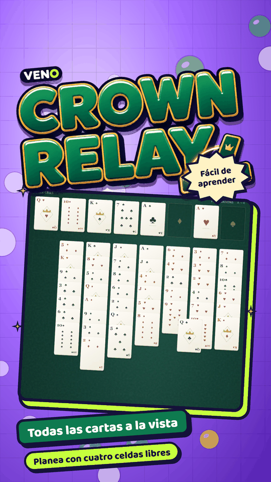 Reparto de FreeCell en vertical con las 52 cartas boca arriba