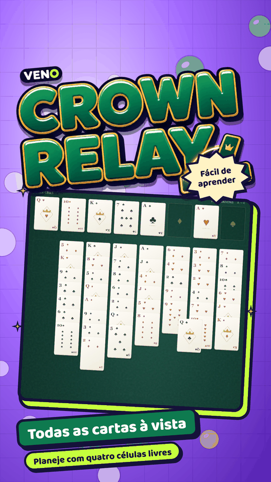 Distribuição de FreeCell na vertical com as 52 cartas viradas