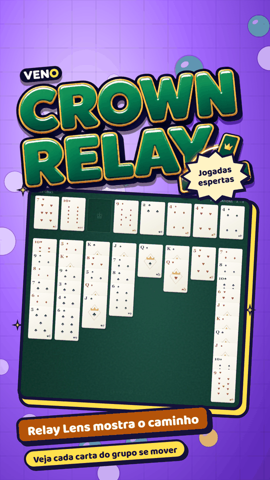 FreeCell no meio da partida com colunas longas em ordem