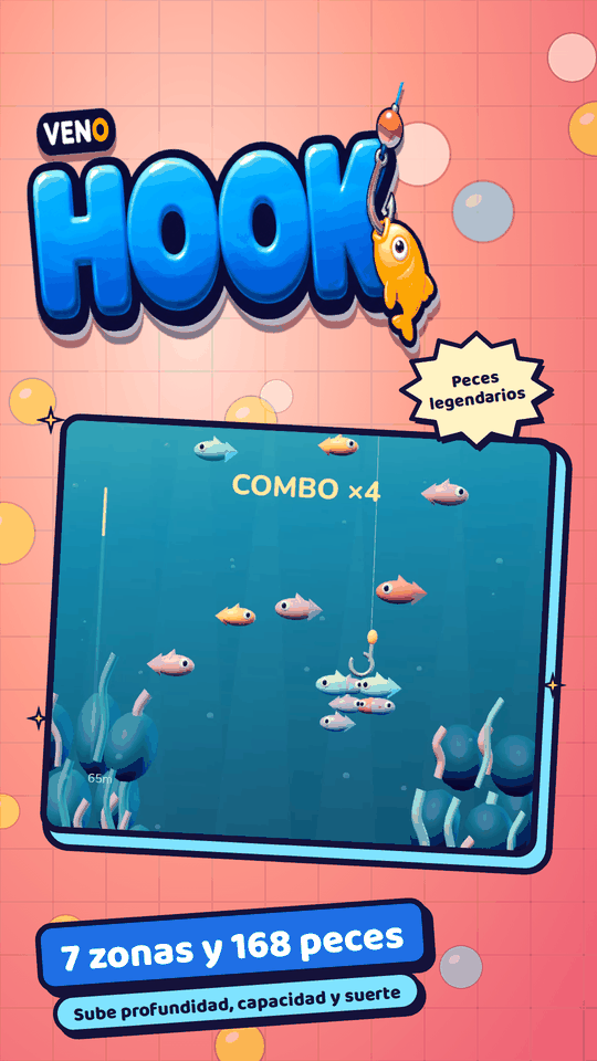 Racimo de peces en el anzuelo con COMBO ×4 cerca de la superficie