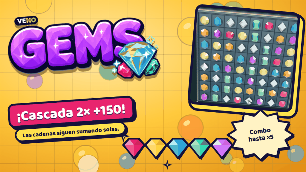 Tablero de VENO Gems más avanzado con puntuación alta