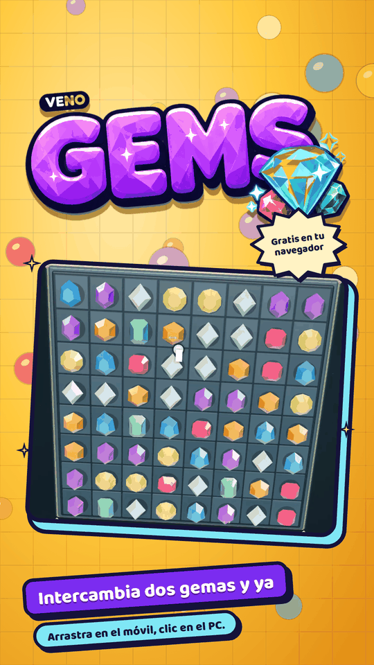 Tablero de VENO Gems en el móvil al empezar