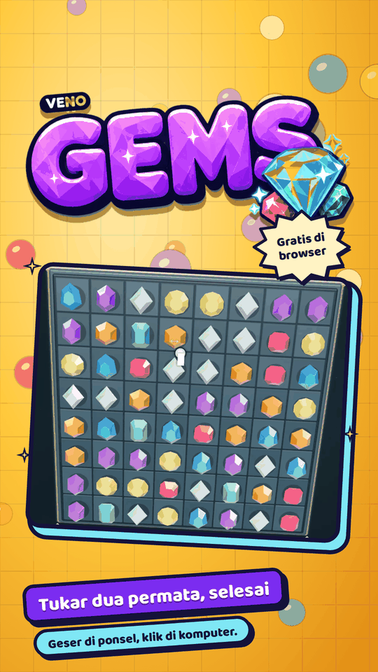 Papan VENO Gems di ponsel pada awal permainan