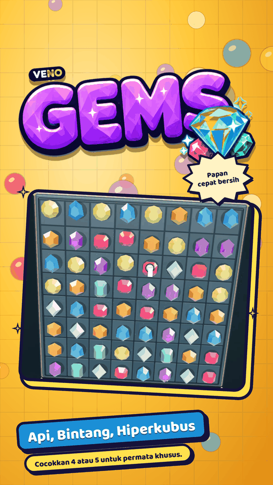 Papan VENO Gems di ponsel saat kaskade berlangsung