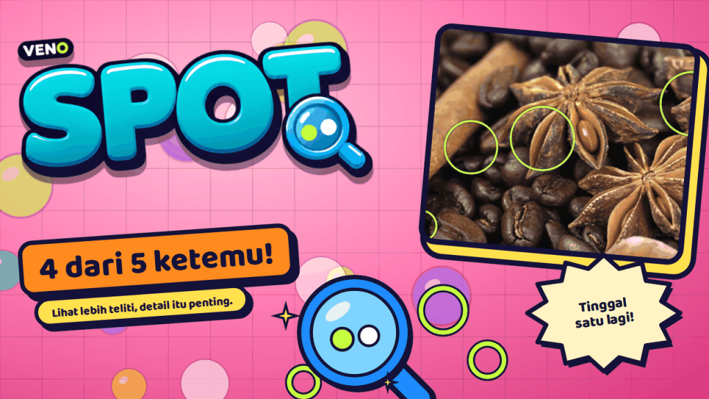VENO Spot di komputer dengan empat perbedaan dilingkari