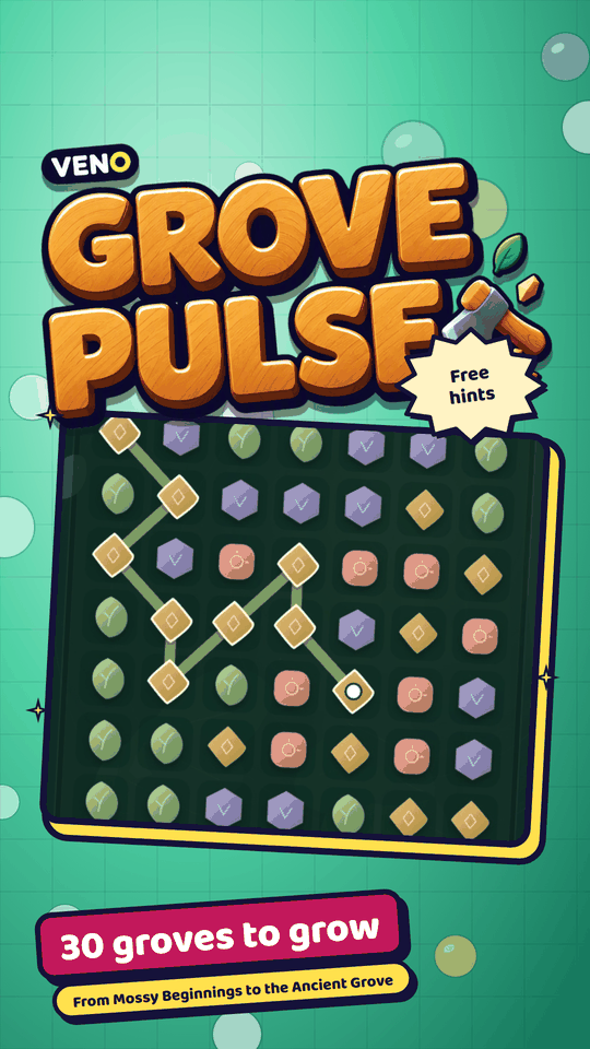 Golden gems linked in a zigzag across the board on mobile