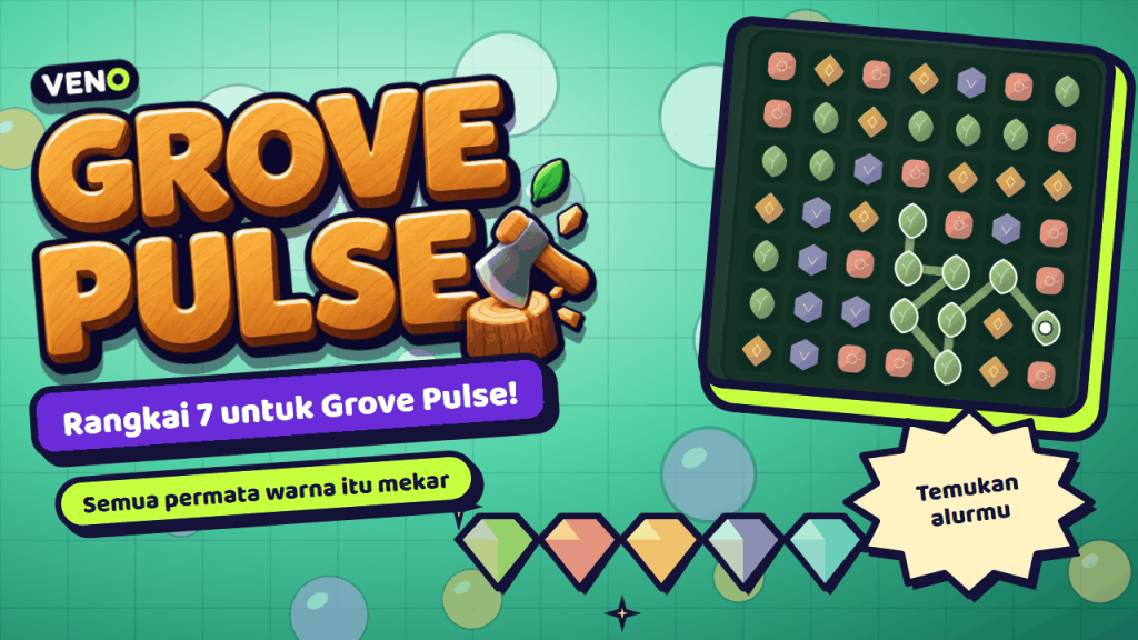 Rangkaian daun hijau berkelok menuju Grove Pulse