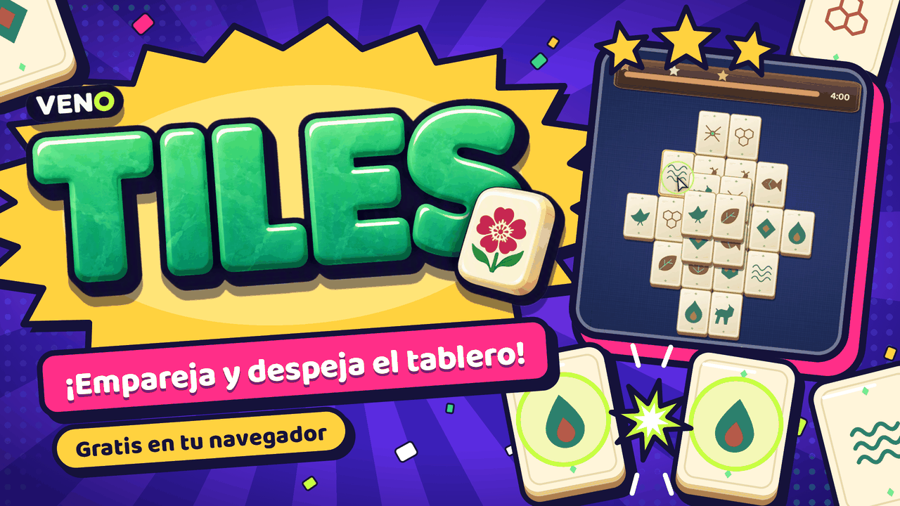 Pantalla de juego de VENO Tiles con fichas de estilo folclórico